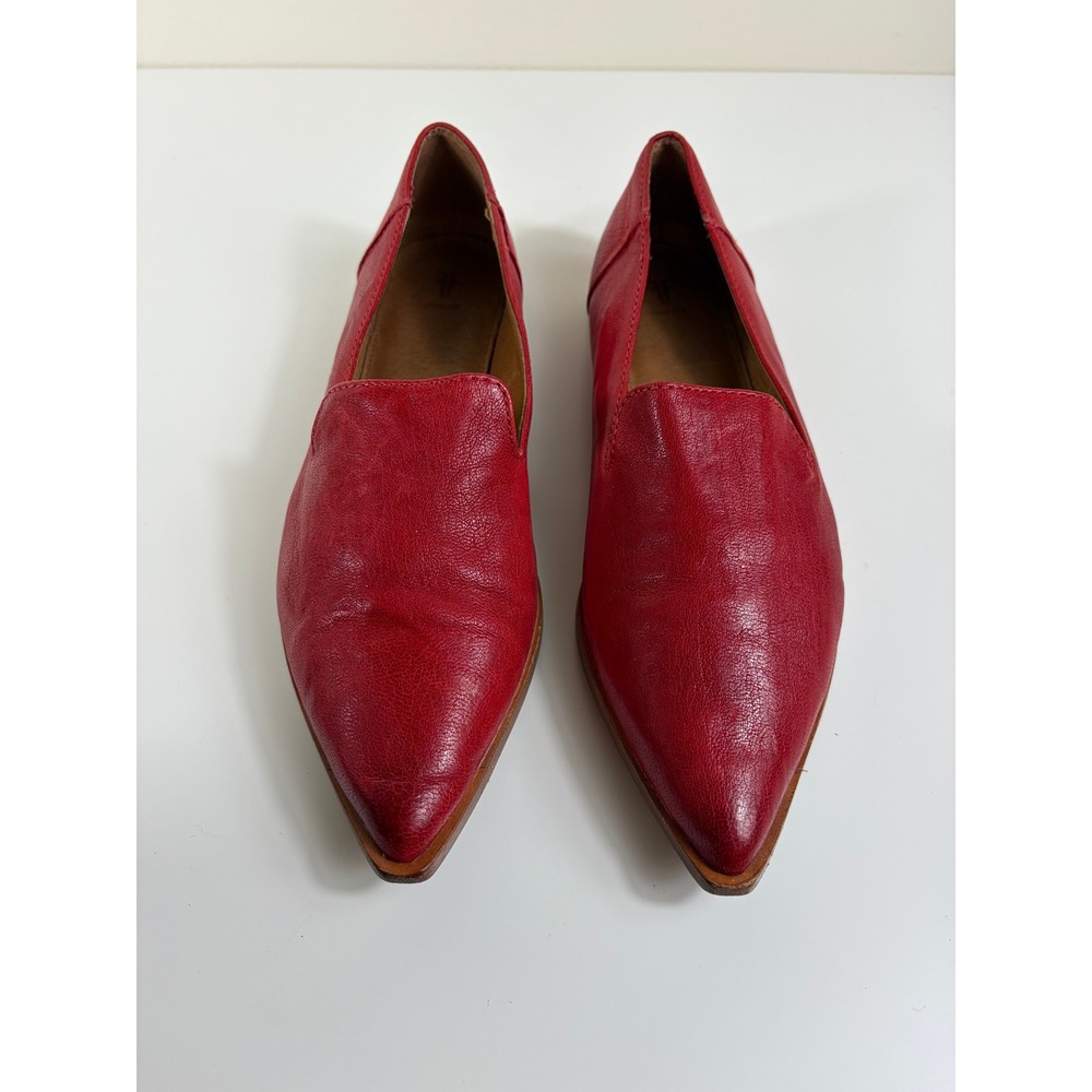 Frye Kenzie Venetian Leather Slip On Flats Red Women's Size 8 Boho Preppy Chic